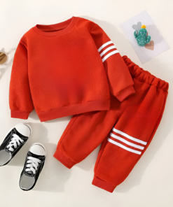 Stylish Baby Boy Red Stripe Fleece Tracksuit