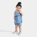 Infant Girls Tensile Denim (Light Denim) 2PC Fashion Bow-Blue - Image 2