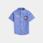 Infant Boys Cotton Basic Casual Shirt-Blue Check