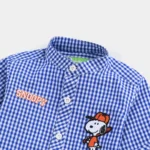 Infant Boys Cotton Basic Casual Shirt-Blue Check - Image 2