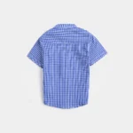 Infant Boys Cotton Basic Casual Shirt-Blue Check - Image 4