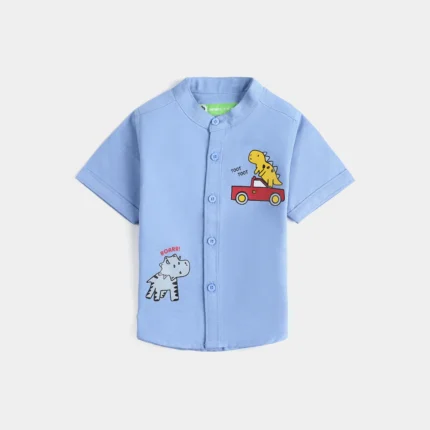 Infant Boys Cotton Basic Casual Shirt (Roaar)-Blue
