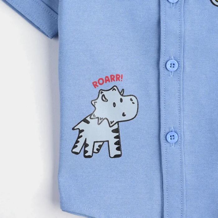 Infant Boys Cotton Basic Casual Shirt (Roaar)-Blue - Image 3