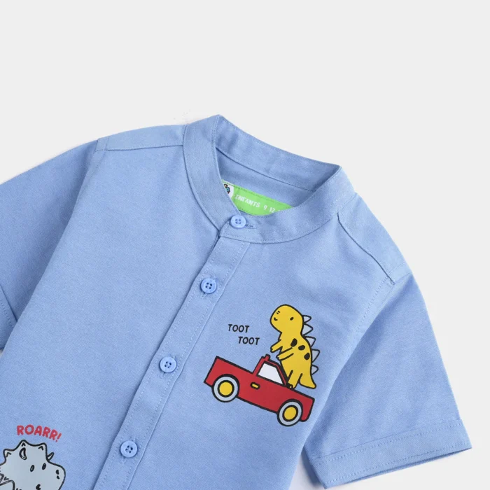 Infant Boys Cotton Basic Casual Shirt (Roaar)-Blue - Image 2